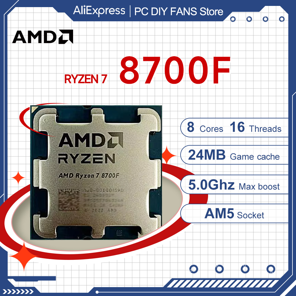 AMD Ryzen 7 8700F New R7 8700F 4NM 8-Core 16-Thread 5.0GHz DDR5