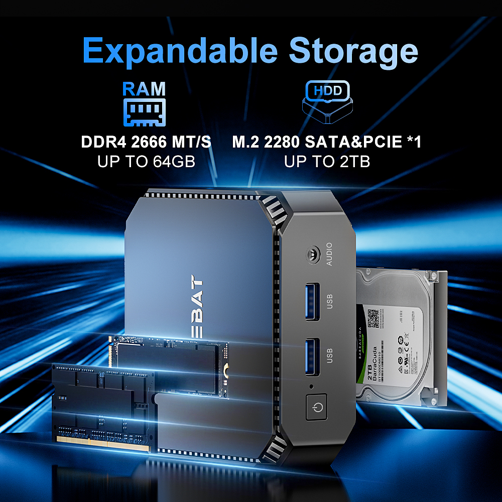 FIREBAT T2 Plus Mini PC Intel Alder Lake N150 Updated Desktop