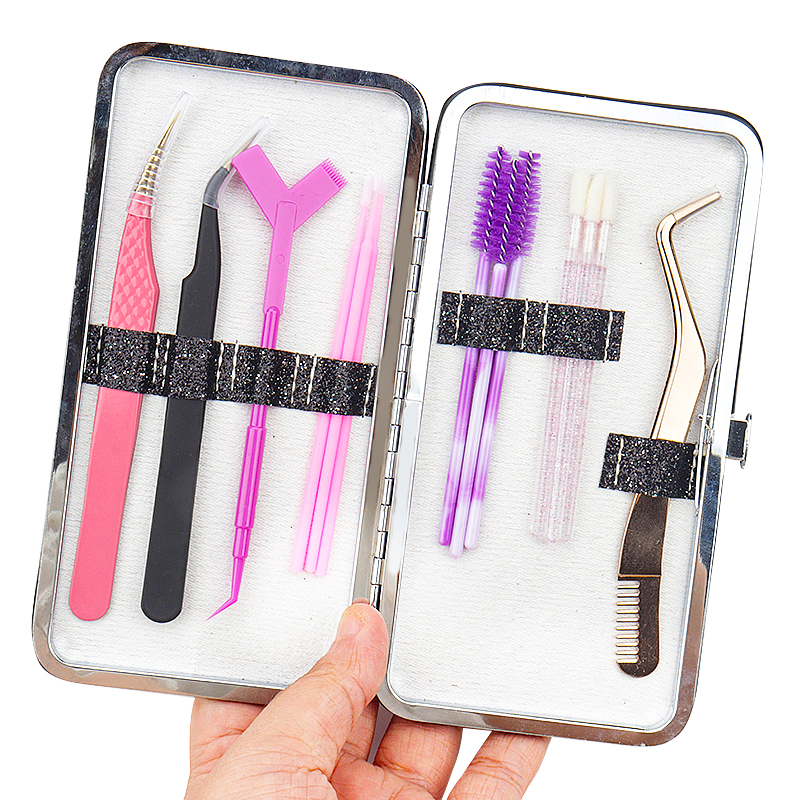 まつげエクステンションピンセット収納ボックス 7 スロット光沢のある