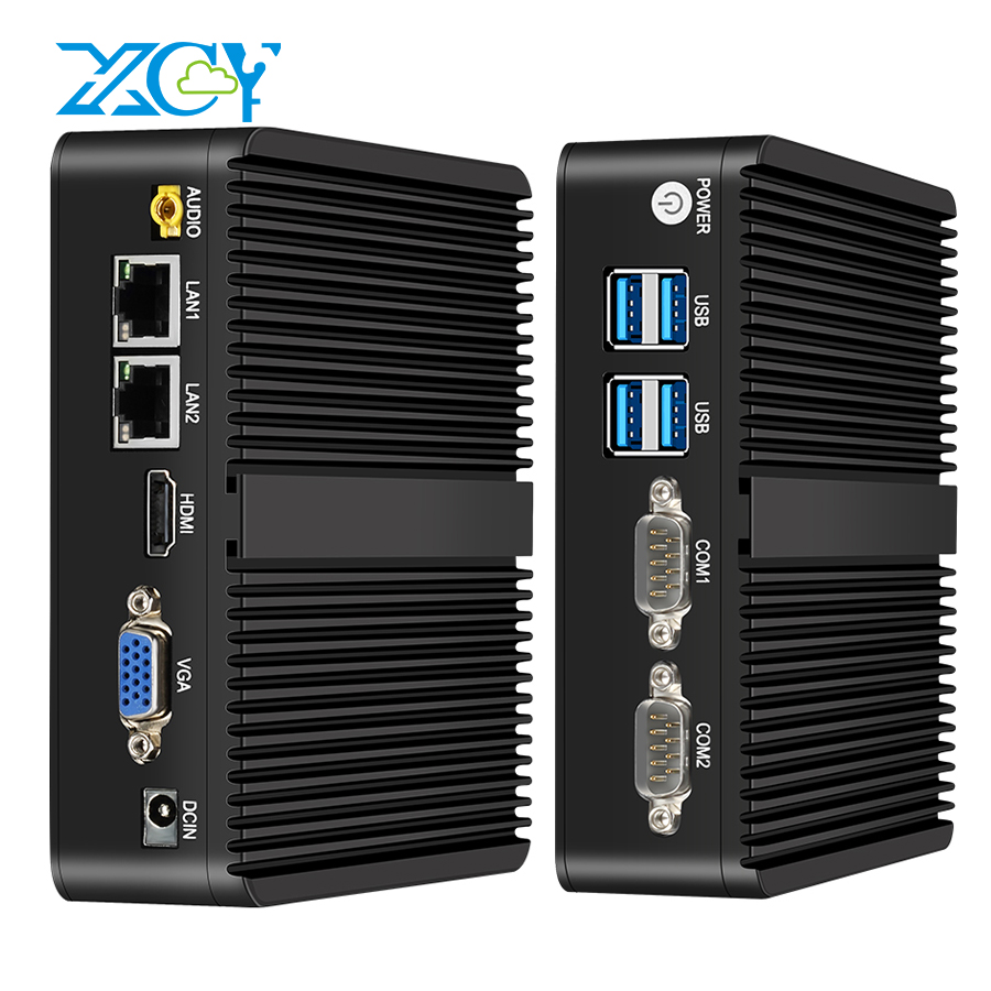 XCY Fanless Mini PC Intel Celeron J6412 N5105 2x GbE LAN 2x RS232