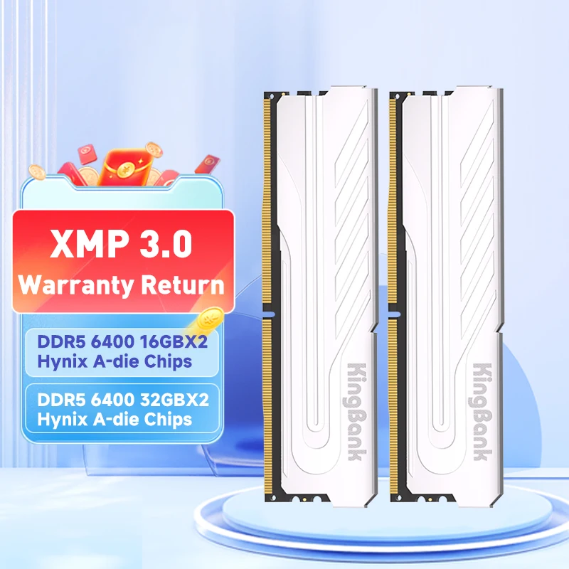 KingBank DDR5 RAM 16GB 32GB 16gbx2 32gbx2 6400MHz Hynix A die chip