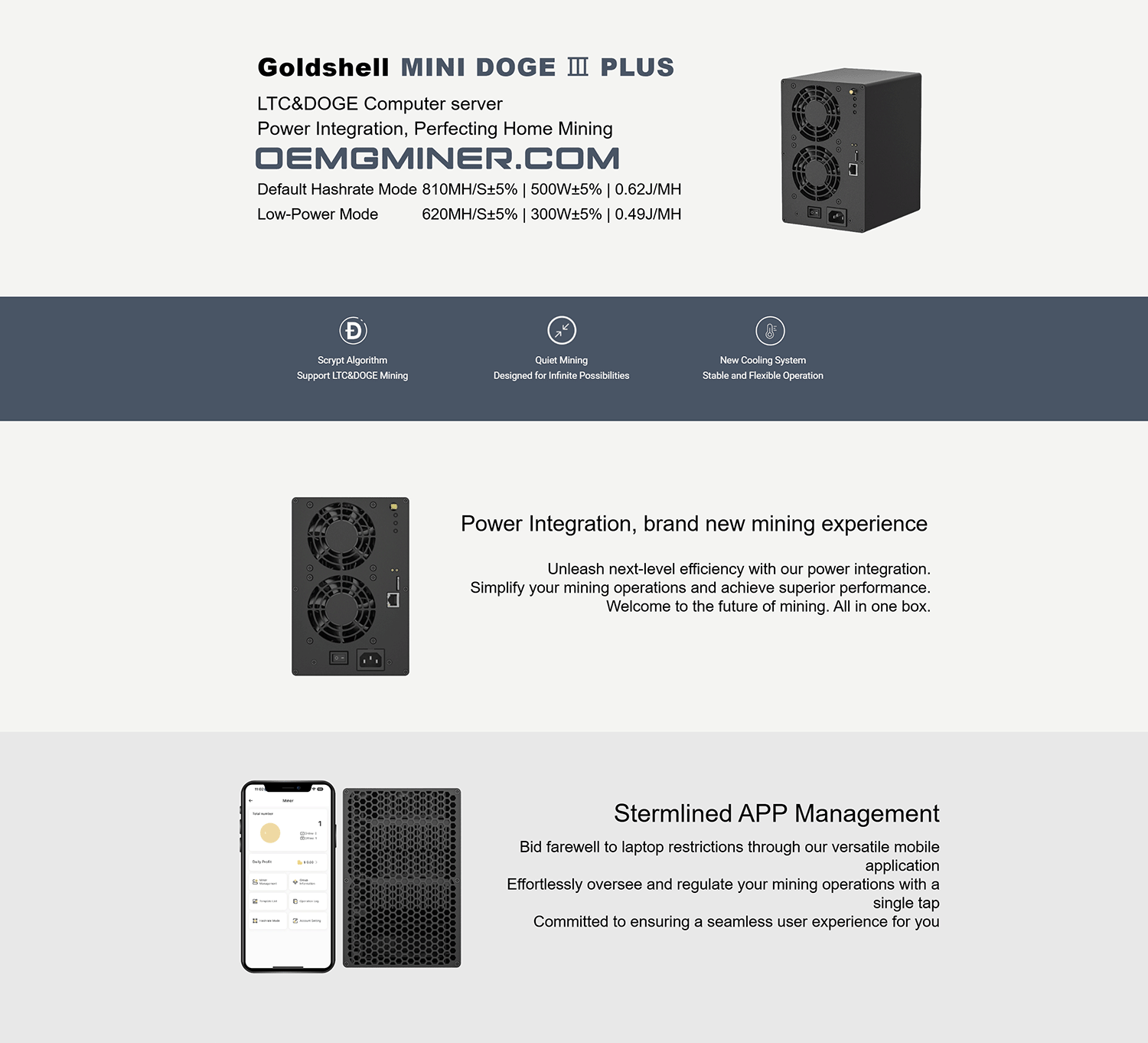 90%新品中古 Goldshell Mini DOGE III Plus LTC&Doge Coin Miner 810MH