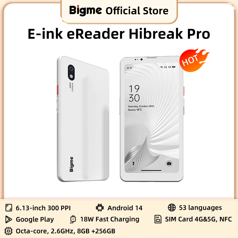 BIGME Hibreak Pro電子書籍リーダー、6.13インチ白黒E-inkスクリーン