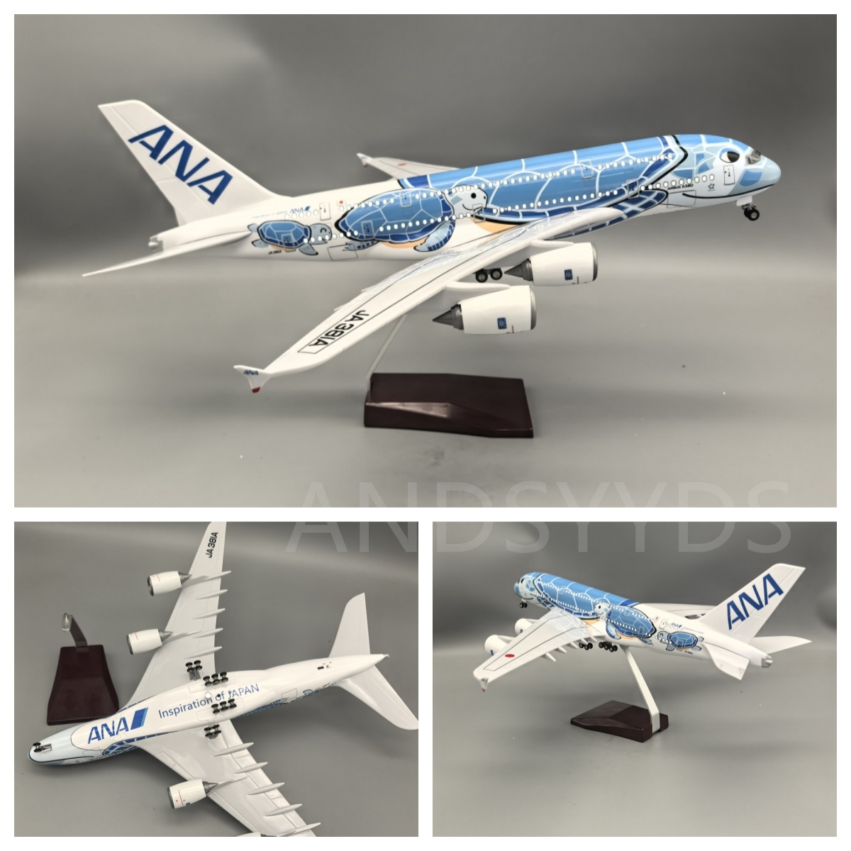 1:160 47CM Japan Air ANA Airbus A380 Model Plane Cartoon Sea