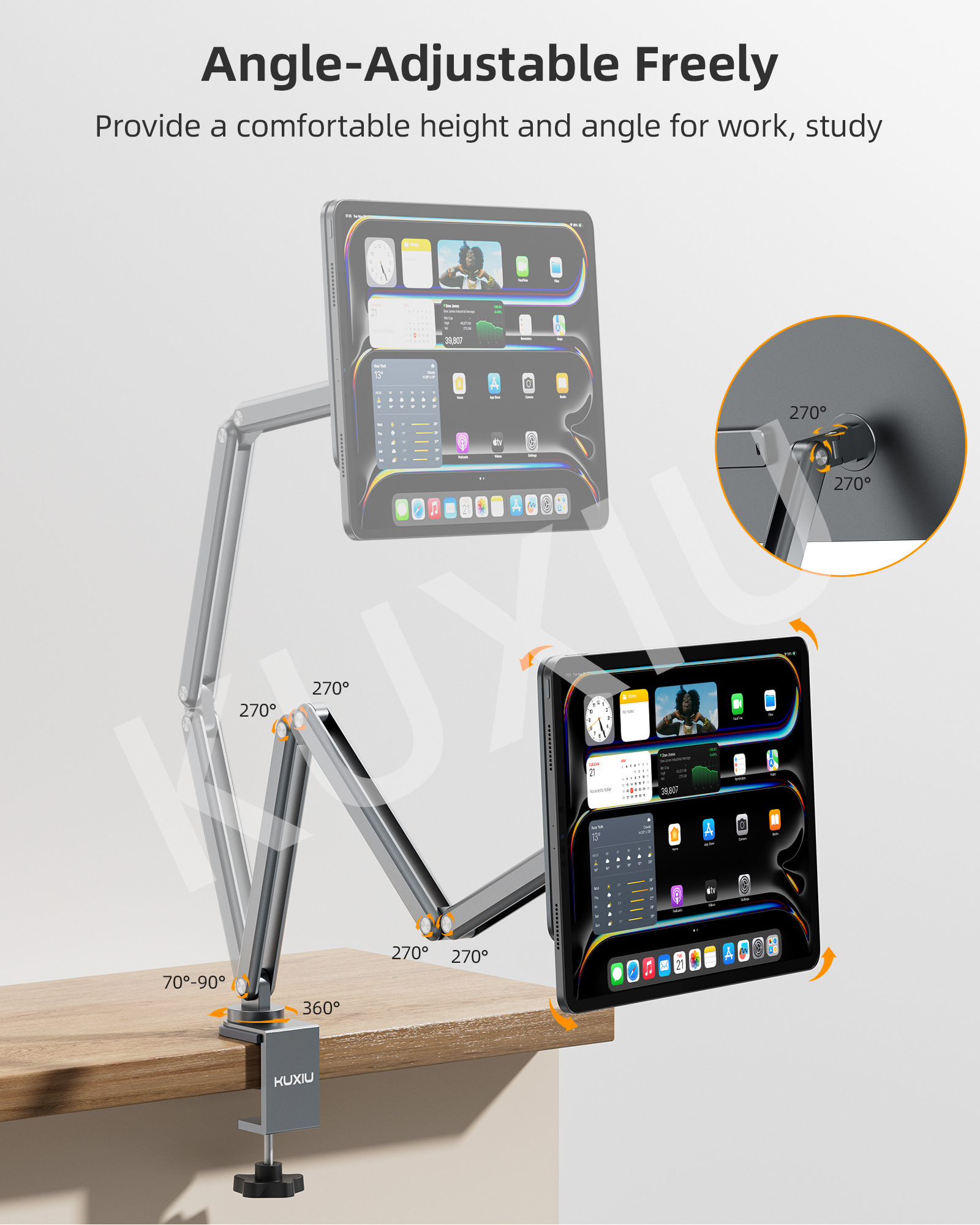 KUXIU アルミニウム合金折りたたみ式磁気充電器ホルダー iPad Pro 11