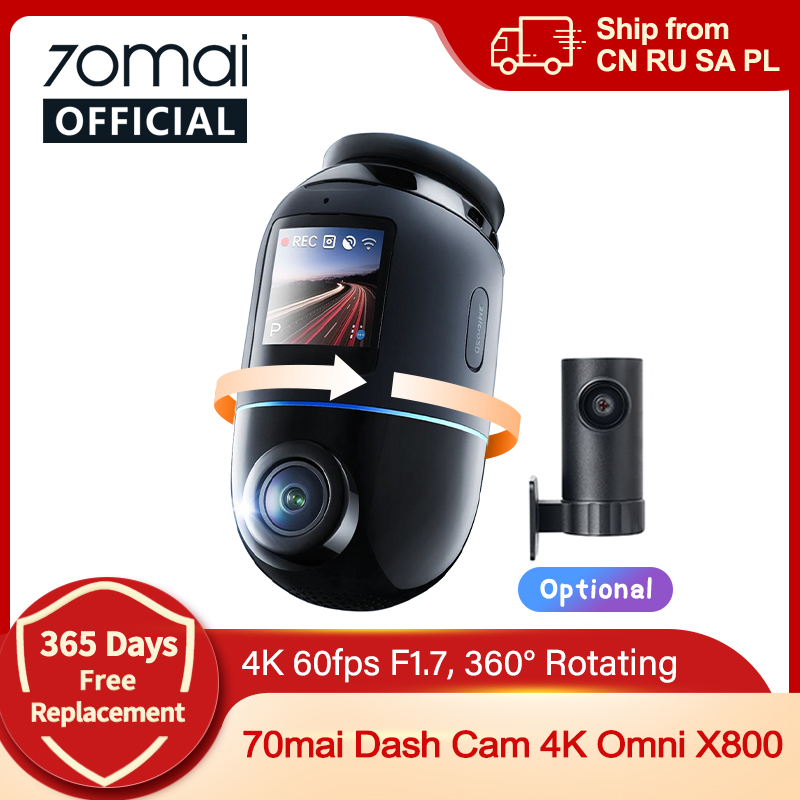 Global Version 70mai Dash Cam 4K Omni X800 360° Rotating Dual