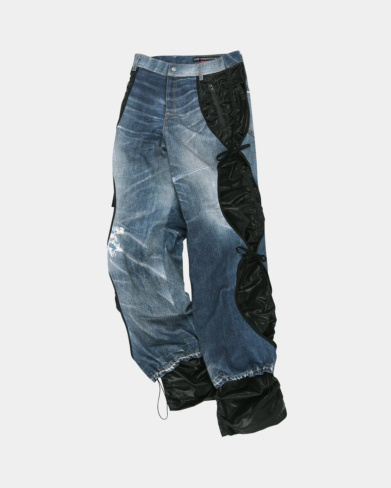 DENIM TROMPE L`OEIL LAYERED TYING PANTS apa768w(WASHED BLUE