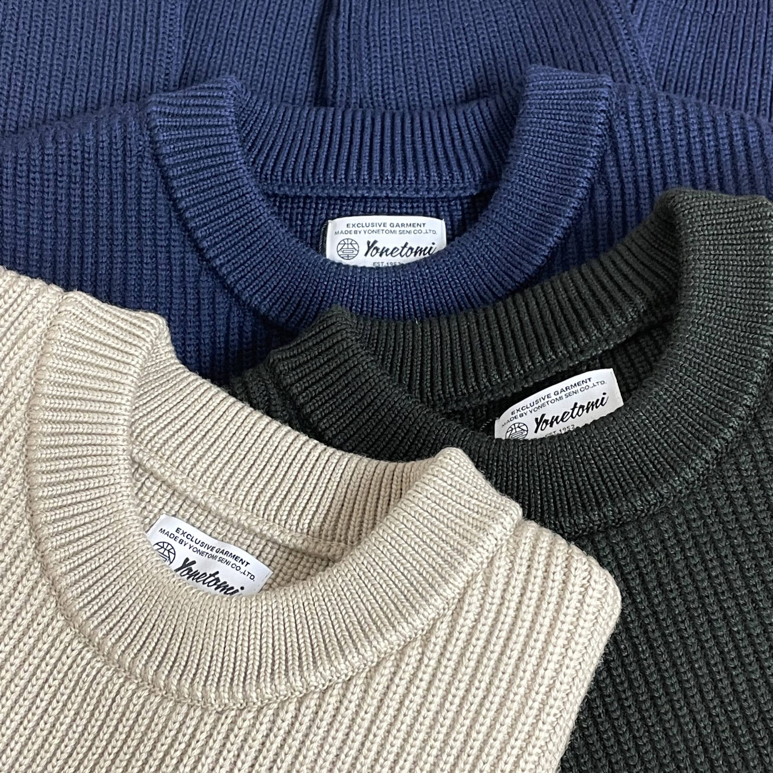 yonetomi new basic | 畦編みのキャッシュウールニット クルーネック