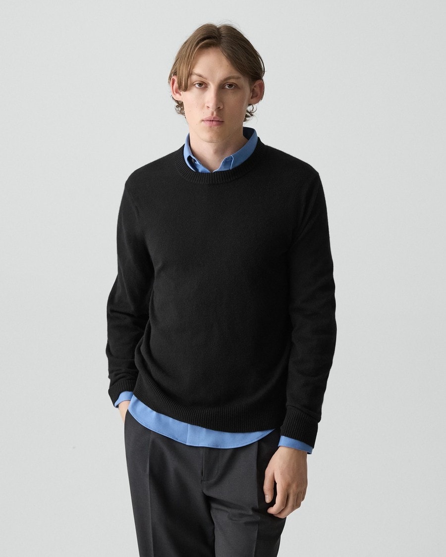 Men's Cashmere Crewneck Sweater in Black | Theory
