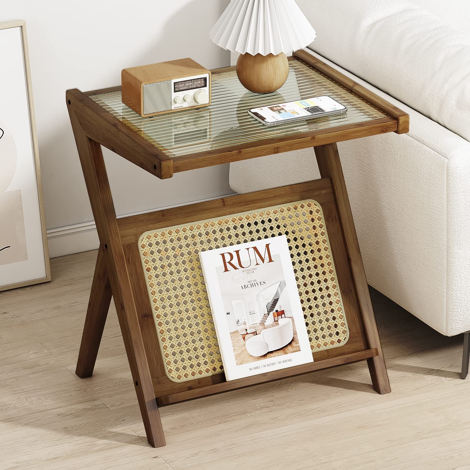 サイドテーブル・ナイトテーブル・ローテーブル RATTAN SIDE TABLE