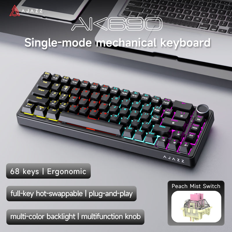 AJAZZ AK690 68-key mechanical keyboard with ergonomic design hot