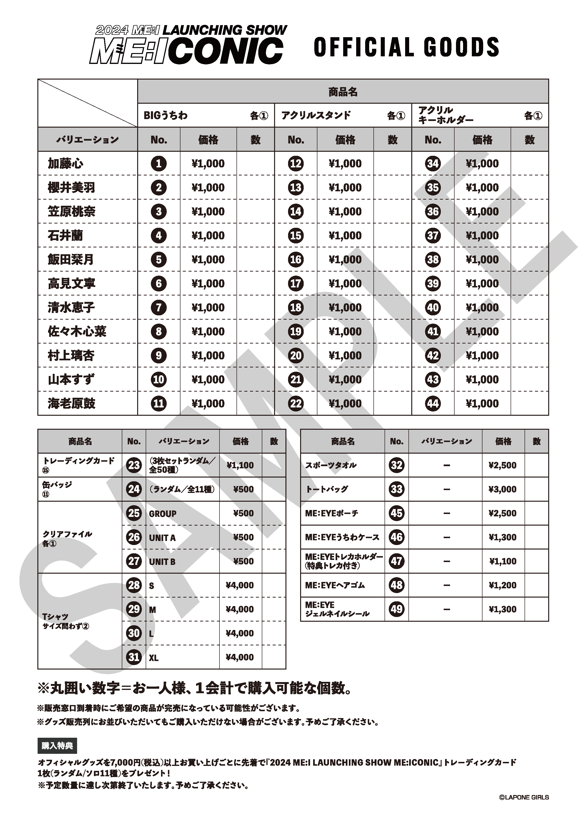 2024 ME:I LAUNCHING SHOW ME:ICONIC』当日グッズ購入についてのご案内