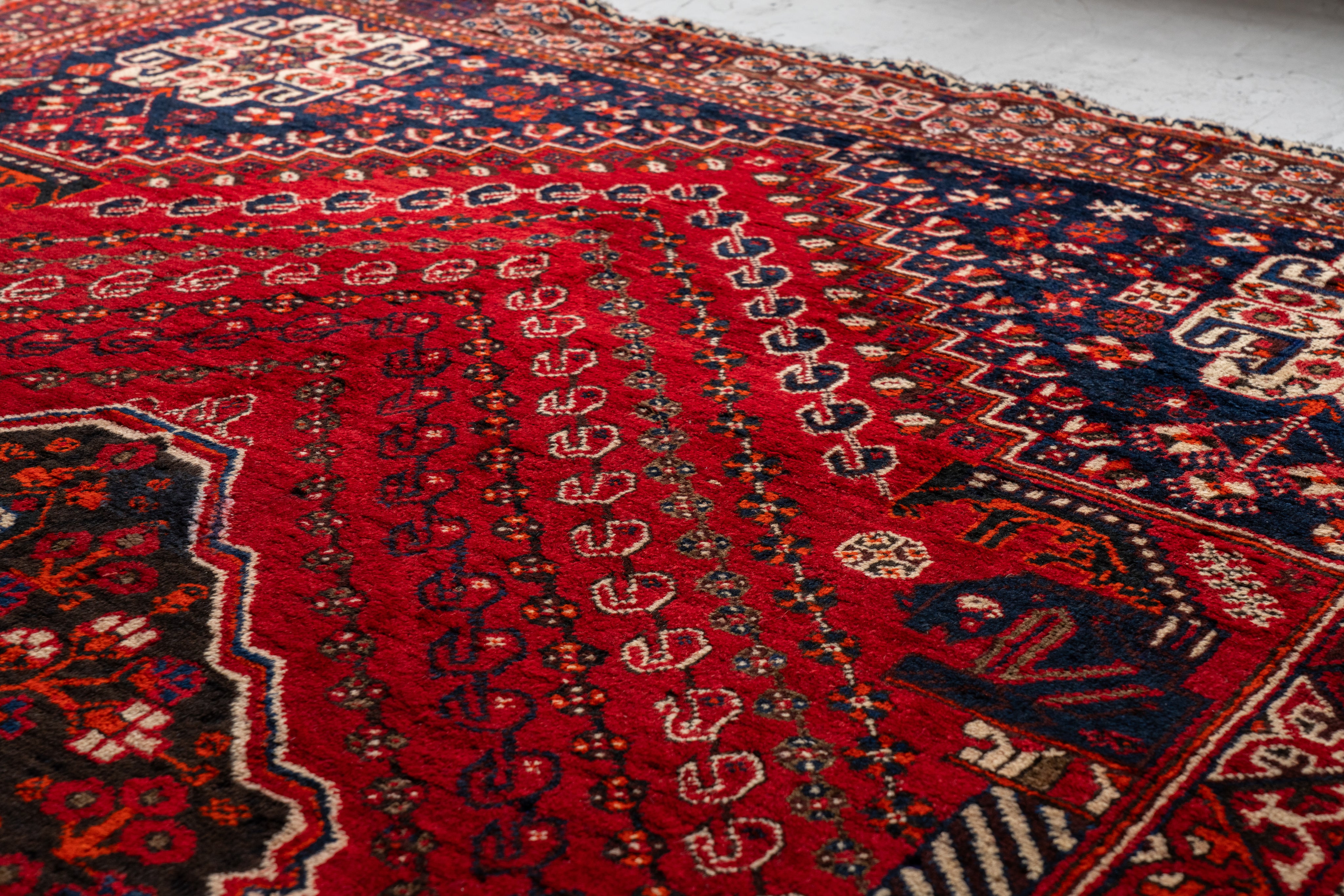 イラン産 1980年代 ペルシャ絨毯】トライバルラグ-ヴィンテージラグ