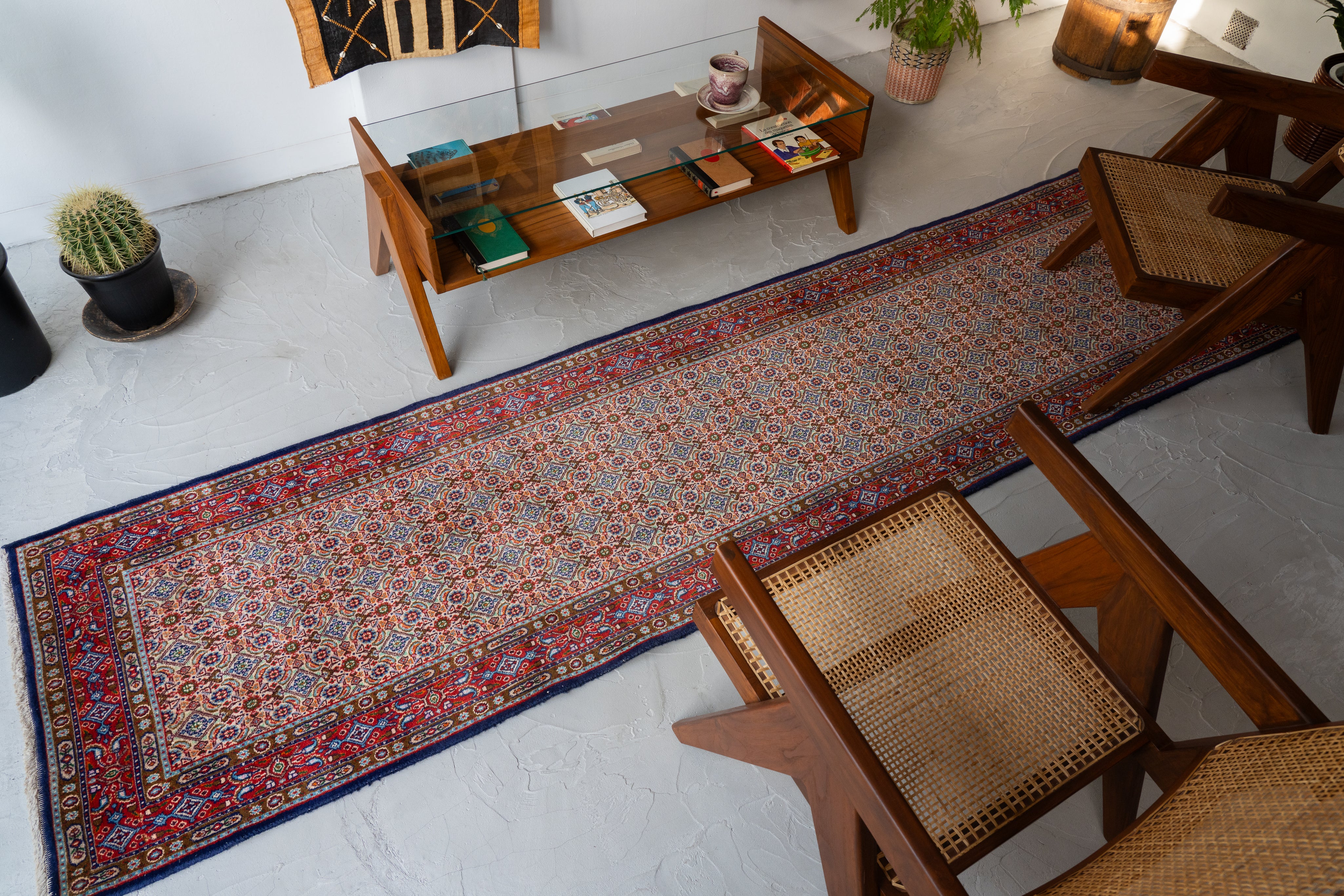 イラン産 1980年代 ペルシャ絨毯】手織り絨毯-アンティークラグ