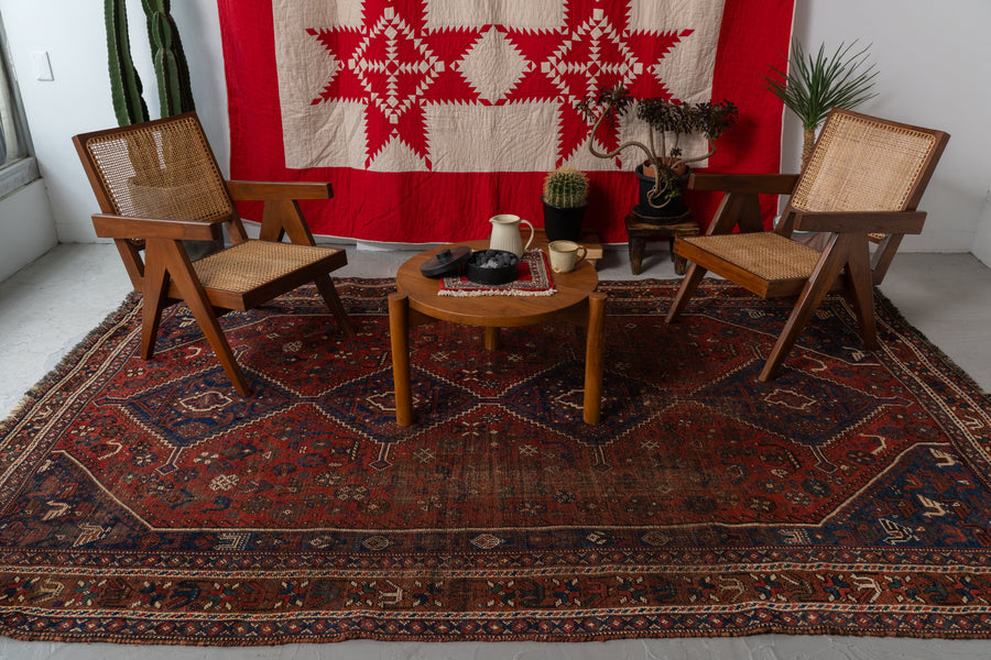 イラン産 1930年代 トライバルラグ】ペルシャ絨毯-ヴィンテージラグ