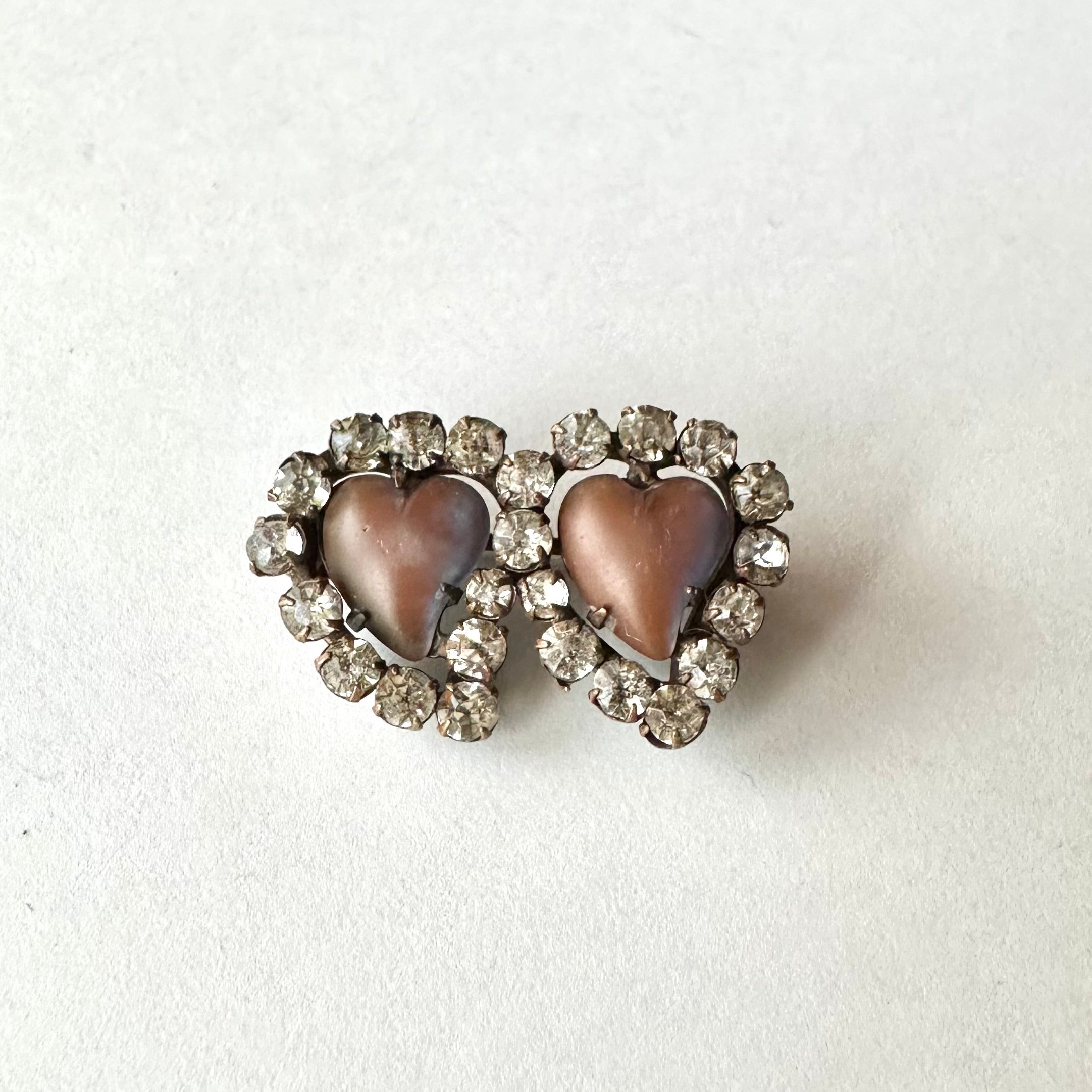 サフィレット ダブルハート ブローチアンティークアクセサリーの通販