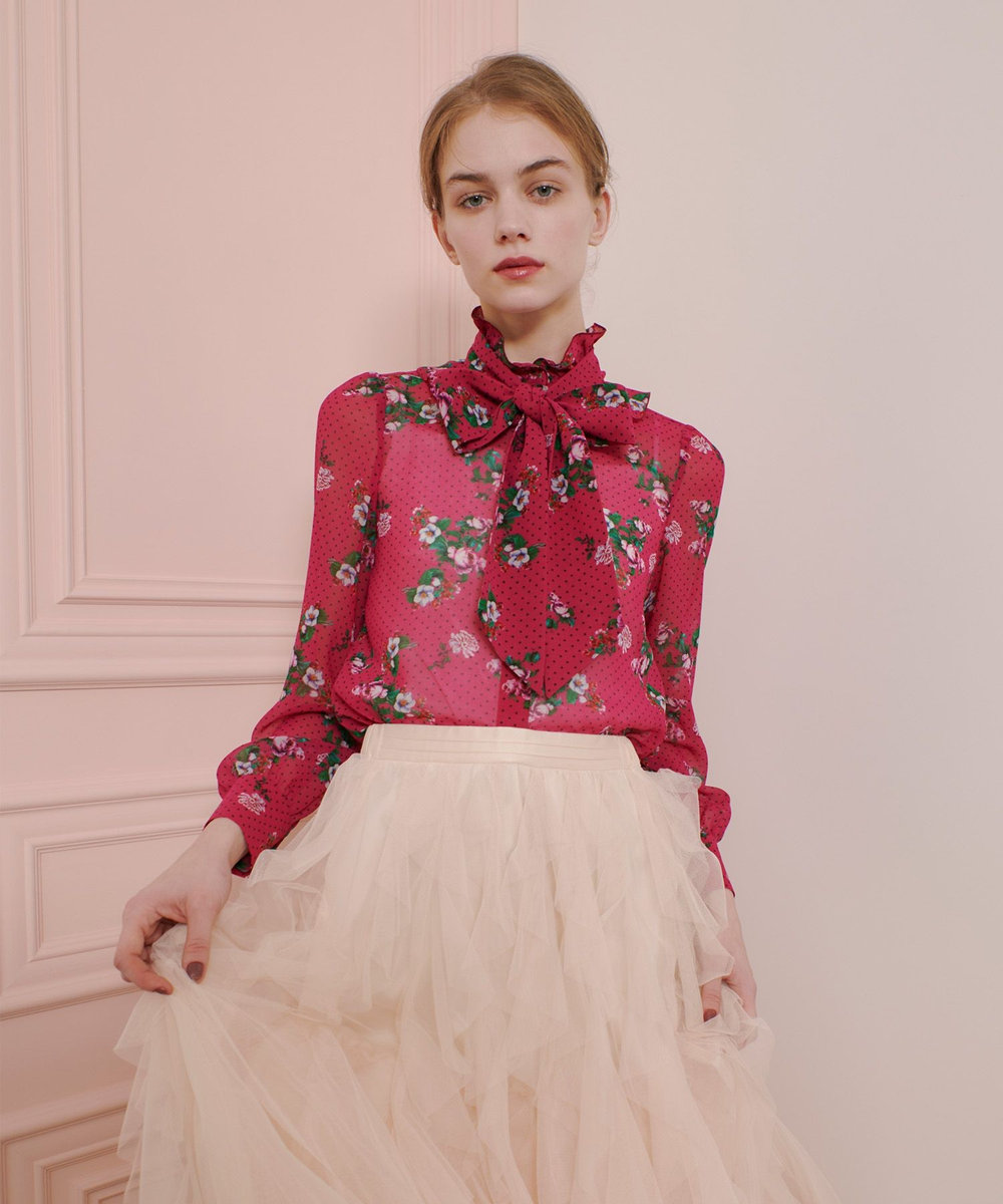 LOULOU WILLOUGHBY】アーカイブフリルリボンブラウス|allureville