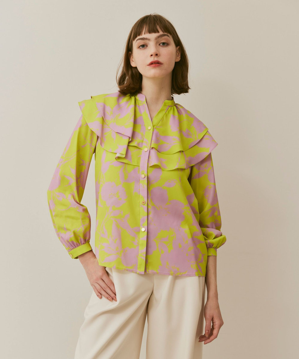 LOULOU WILLOUGHBY】ツートンフラワーラッフルブラウス|allureville