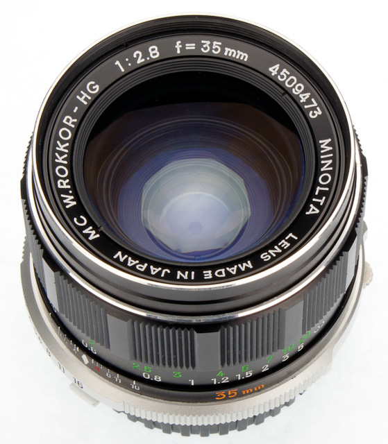 The Minolta MC W.Rokkor-HG 35 mm f/ 2.8 Lens. Specs. MTF Charts