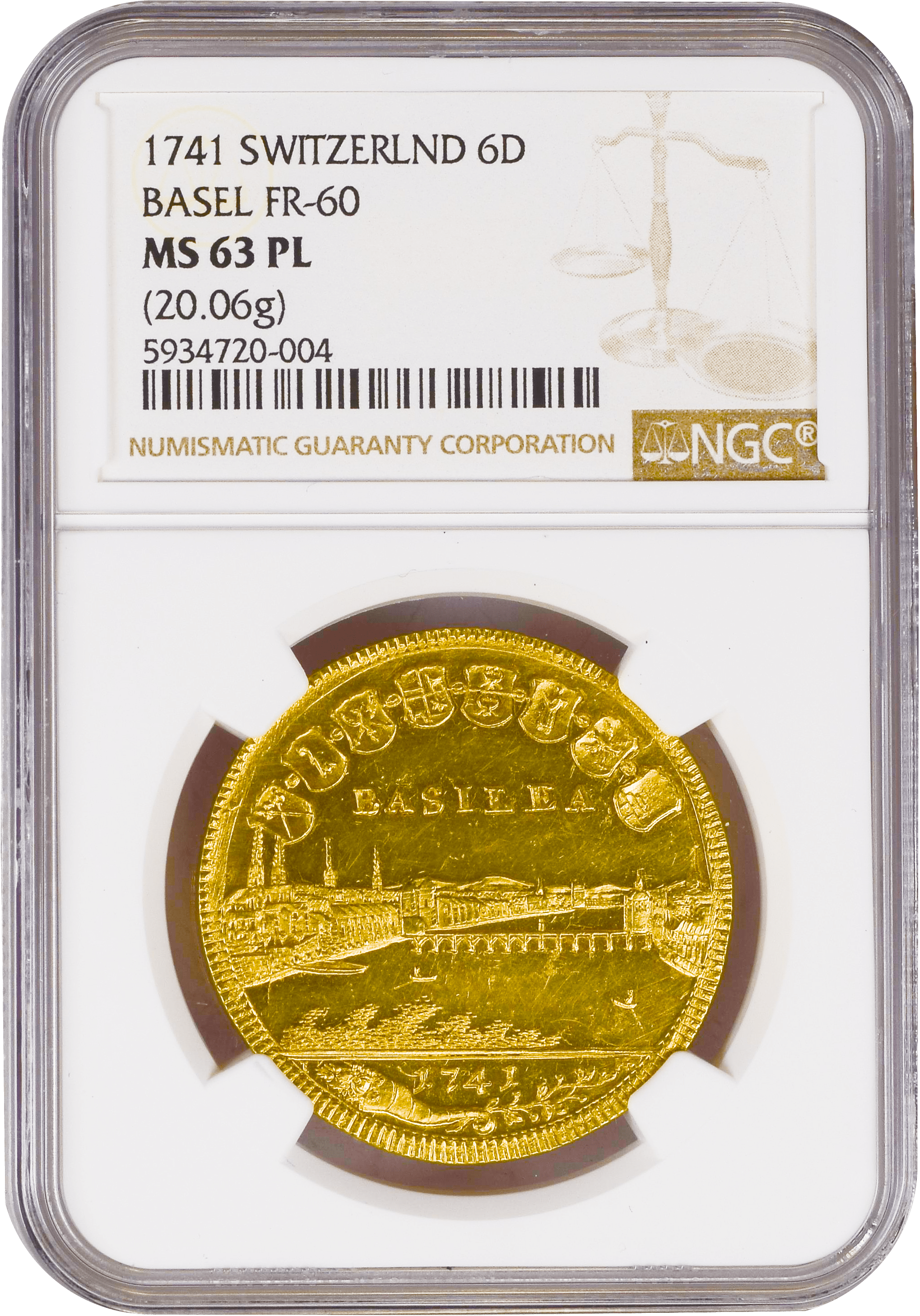 Top Pop】1741年 スイス バーゼル 6ダカット金貨 NGC MS63PL | 港区