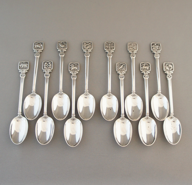 ティファニー「12星座装飾 コーヒースプーン セット」《アンティック