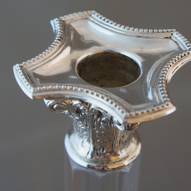 イギリス「シルバープレート＆ガラス キャンドルスタンド