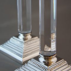 イギリス「シルバープレート＆ガラス キャンドルスタンド