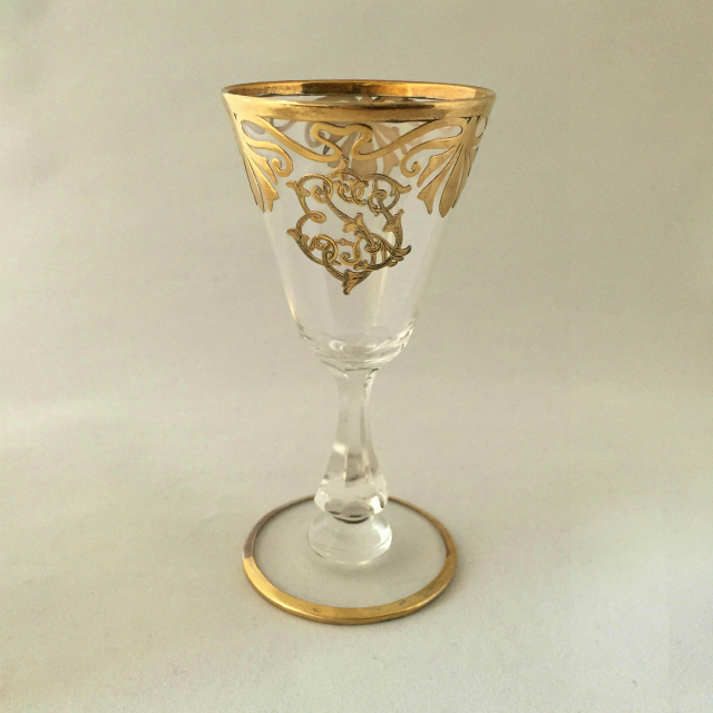 ドイツ「銀巻き装飾 ワイングラス 高さ12.5cm」《アンティックかとう》