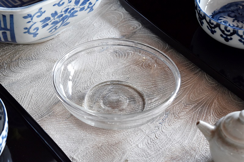 大正ガラス 和ガラス 吹きガラス ウランガラス 鉢 ボウル 小 - 生活