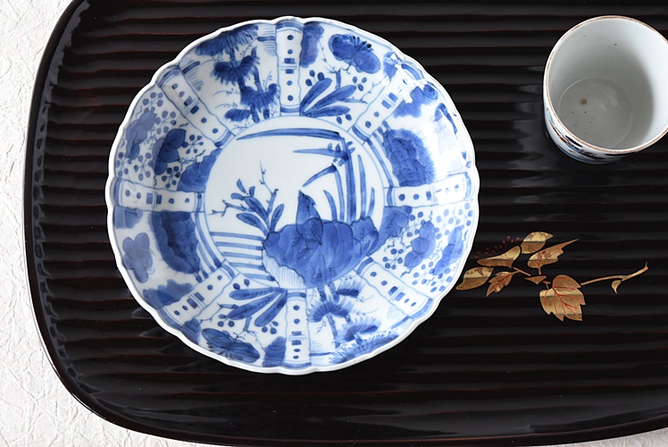 ♥南京 古染付 鉢 木箱付き 修理 キズあり 骨董 古玩 ♥南京 古染付 鉢