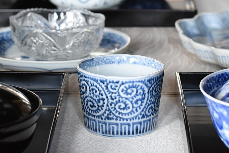 古伊万里 染付 蛸唐草 蕎麦猪口 5客セット - 生活骨董と古布の