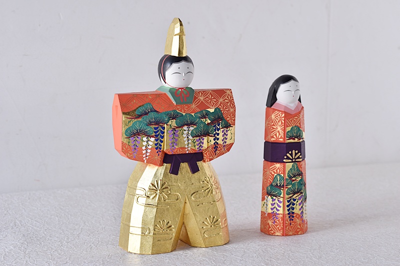 一刀彫 雛人形 立雛 匠峰作 大き目雛 - 生活骨董と古布のアンティーク