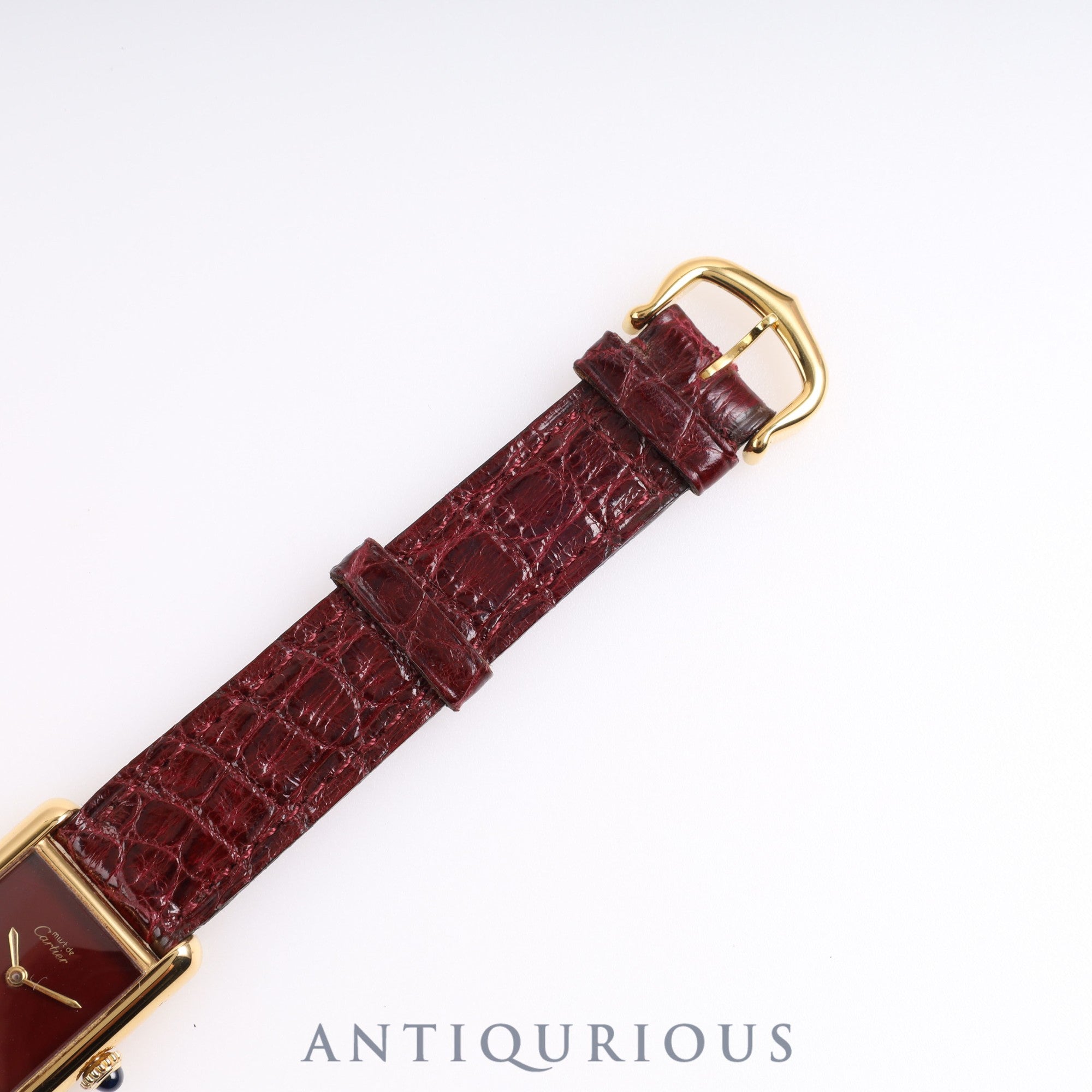 カルティエ マストタンクSM 手巻き ボルドー文字盤 純正尾錠 純正