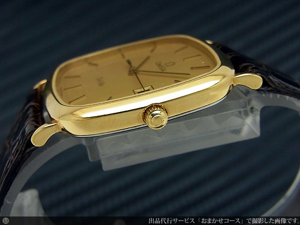 オメガ デビル スクエアケース 金張り ゴールドダイヤル デイト
