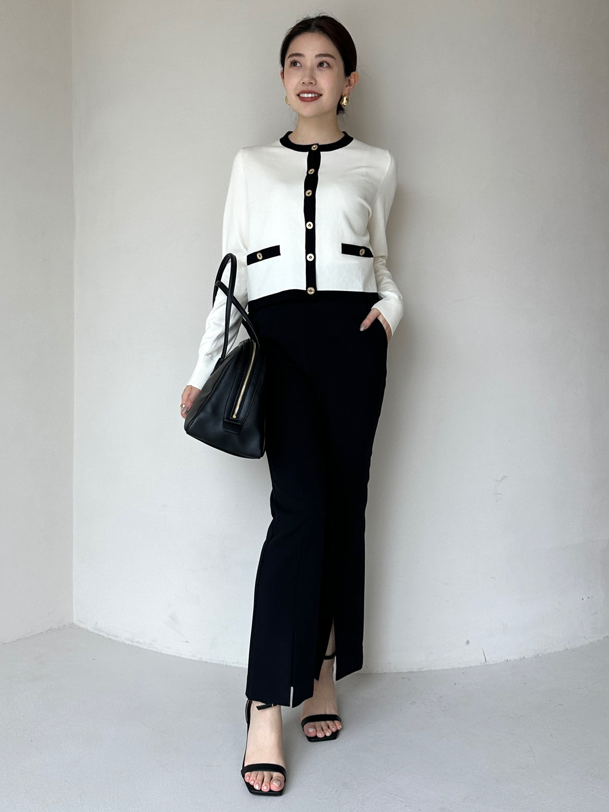 シルクブレンドベーシックニットカーディガン