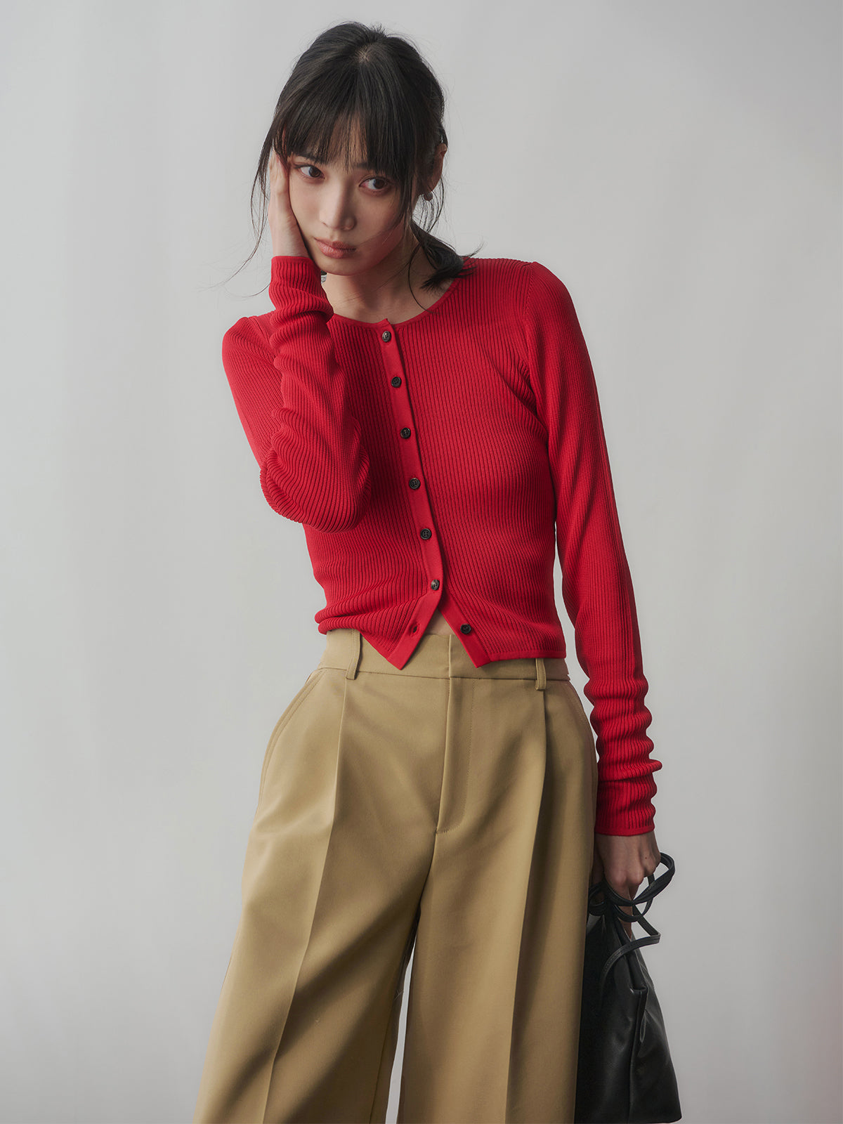 リュクスビスコースリブニットカーディガン