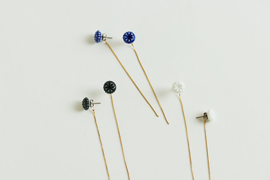 HIZEN jewelry 嬉野吉田焼 ブリリアントカット チェーン ピアス