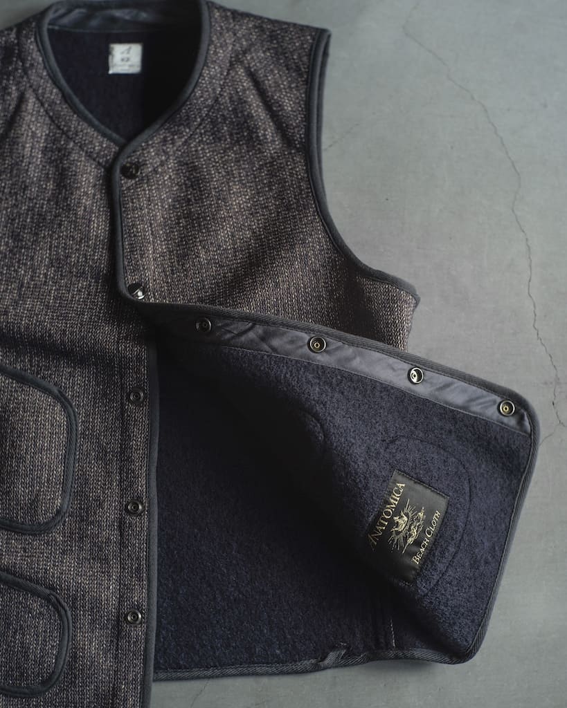 BB VEST - WOOL × COTTON - SALT & PEPPER – ANATOMICA KYOTO