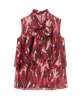 ANAYI アナイ キャットプリントパフスリーブ ブラウス ピンク系 38