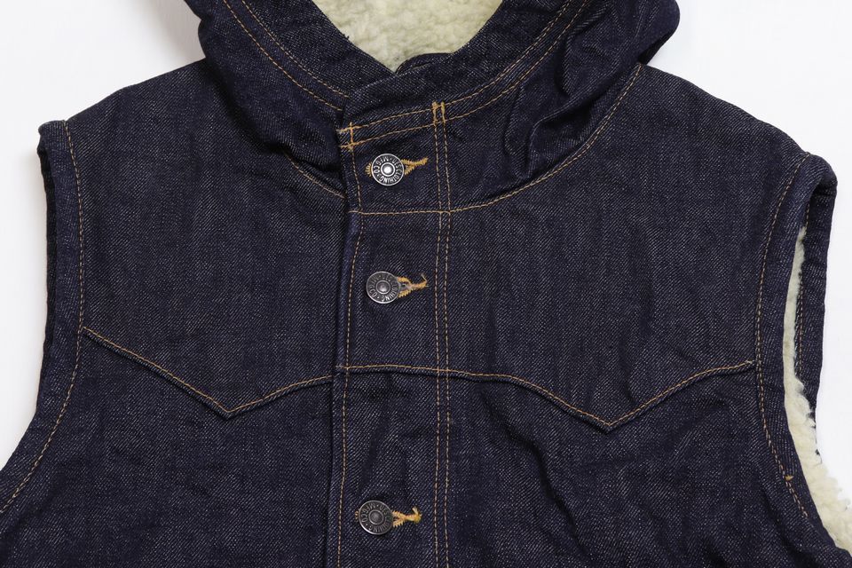 UES/ウエス」フード付きボアベスト【デニム】 - ANCHORS