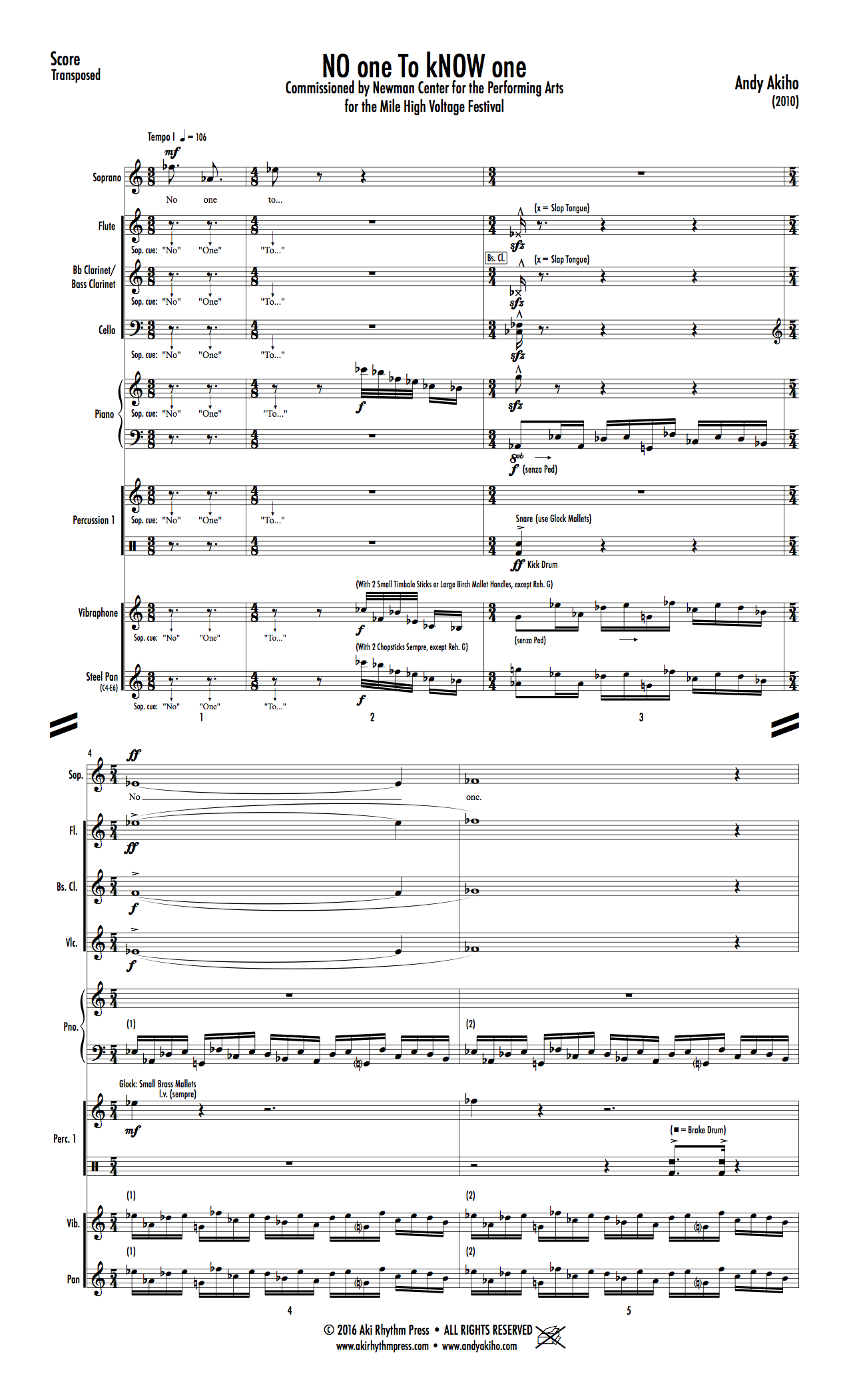 Andy Akiho's 'NO one To kNOW one' – Aki Rhythm Press