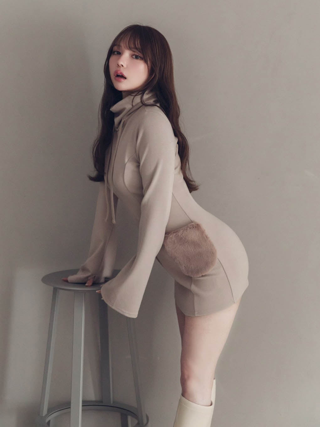 ANDMARY】Fur pocket mini dress