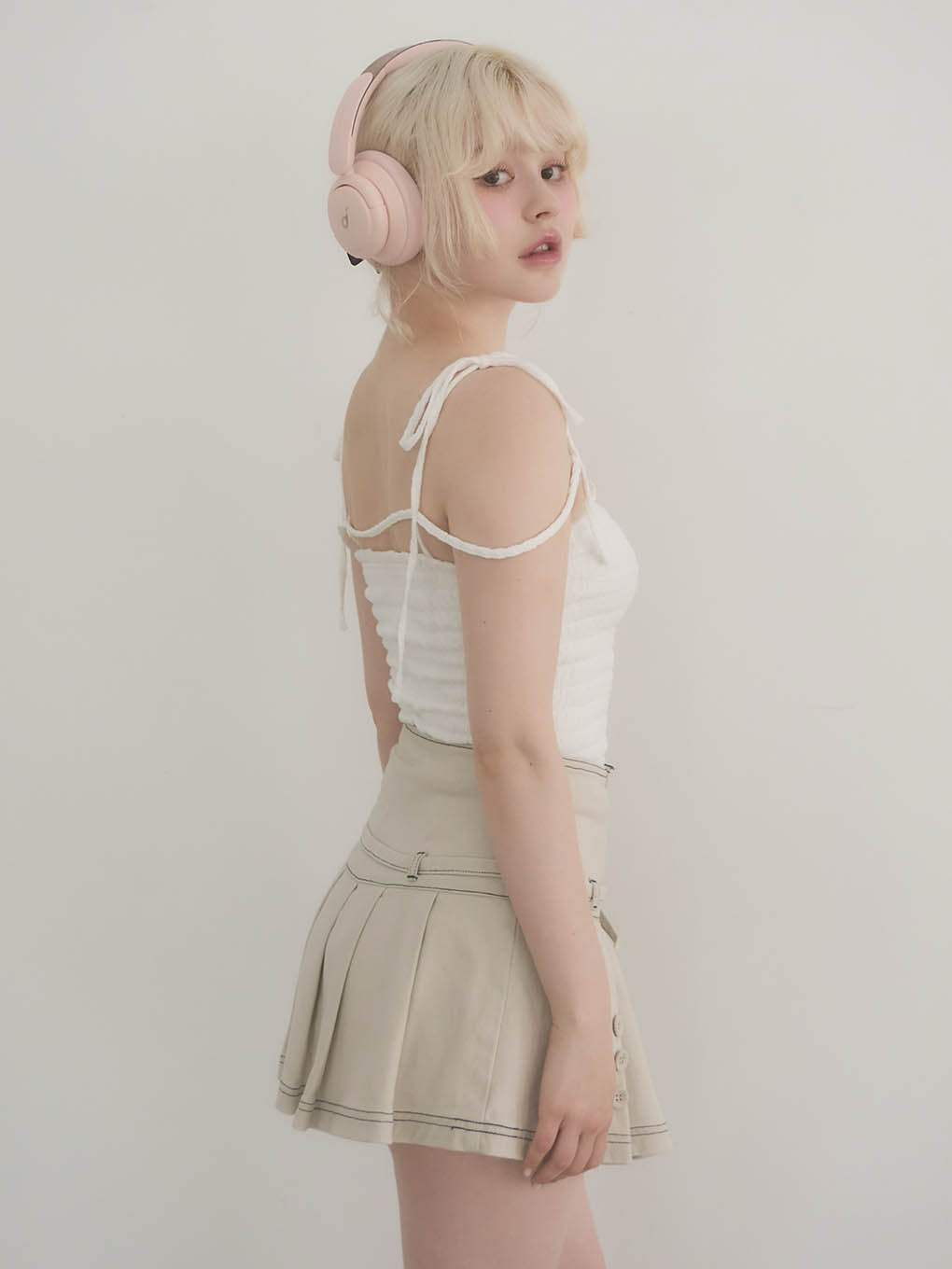 ANDMARY】Shirring ribbon camisole