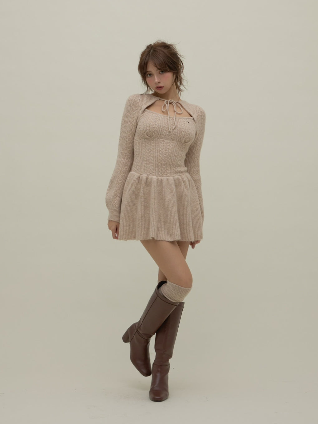 ANDMARY】Amy cable flare mini dress