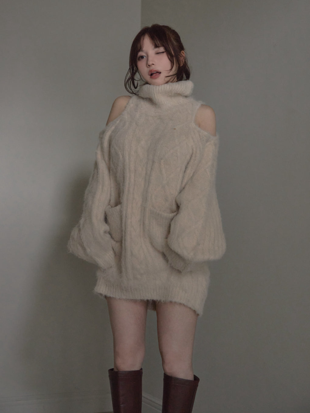ANDMARY】Allyn cable knit dress
