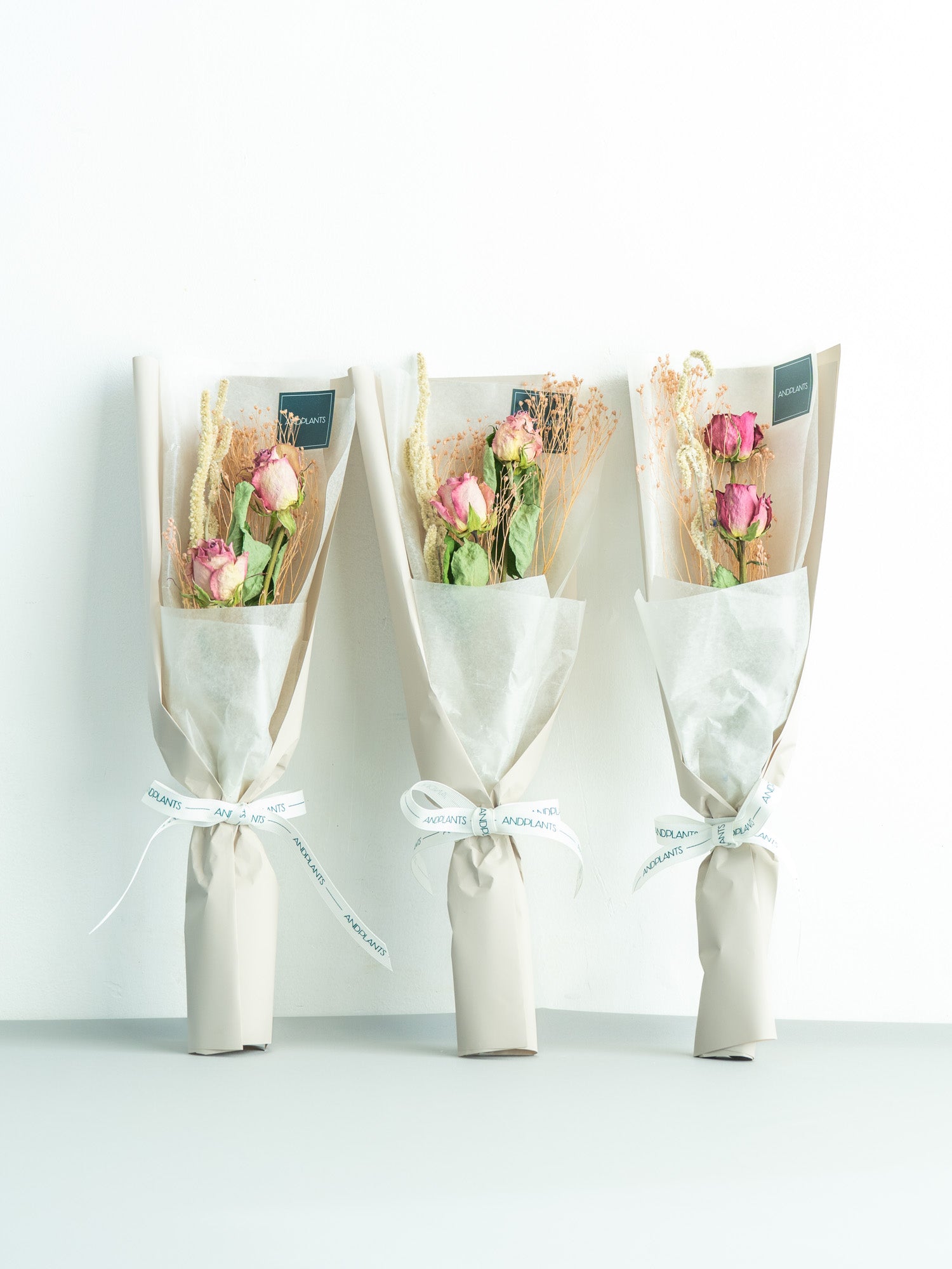 送別・お祝いなどに】ドライフラワーミニラッピング - Pink3束セット