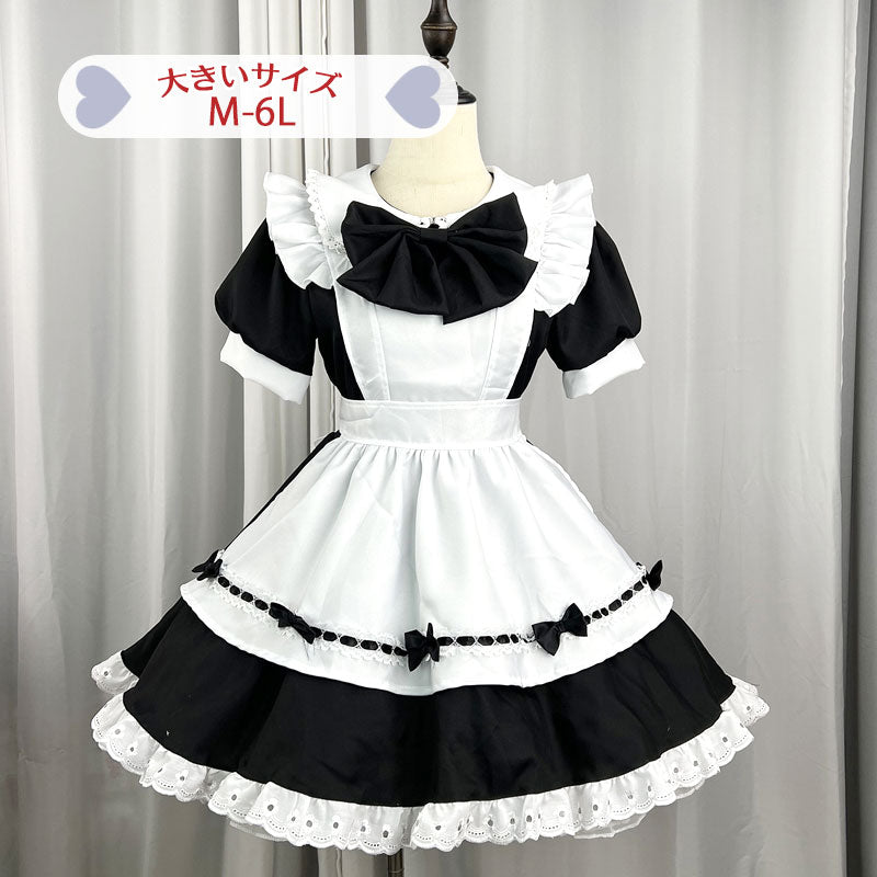 大きいサイズ レディース｜Black ribbon maid dress (M/L/2L/3L/4L/5L