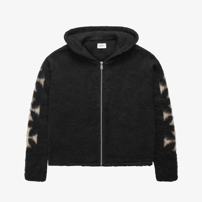 BRUSHED CROSS ZIP KNIT HOODIE - ASKYURSELF