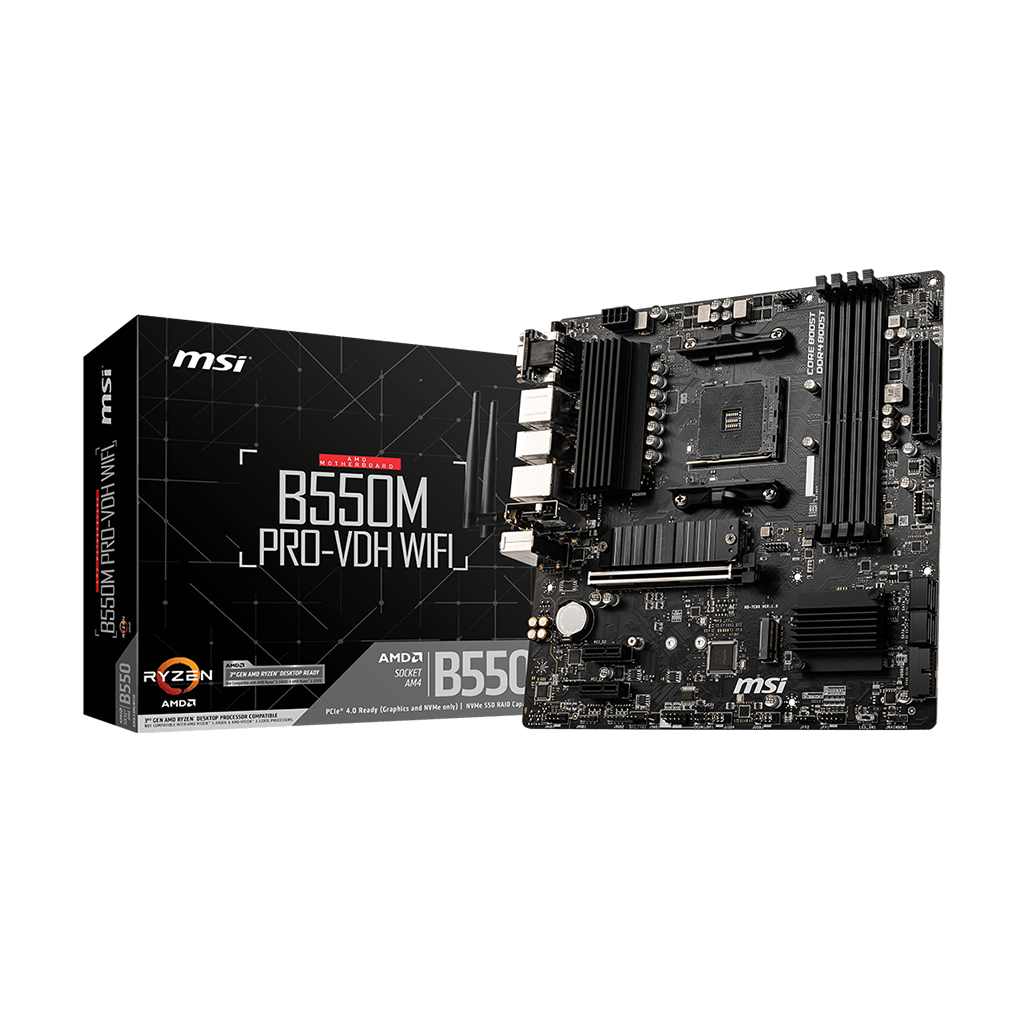 MSI B550M PRO-VDH WIFI Micro-ATX Motherboard with PCIe 4.0 and Wi