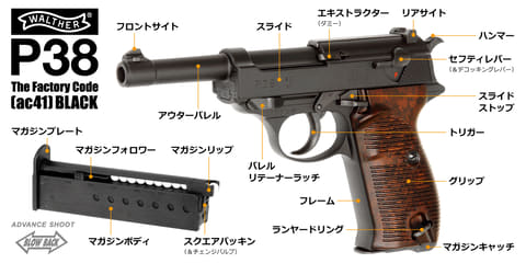 マルゼン、ガスブロ「ワルサー P38（ac41）」を再販！ - HOBBY Watch